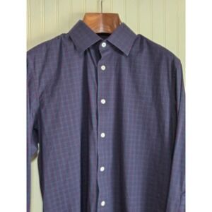 Bonobos Dress Shirt Mens 16.5 32/33 Blue Check Slim Fit Stretch Long Sleeve